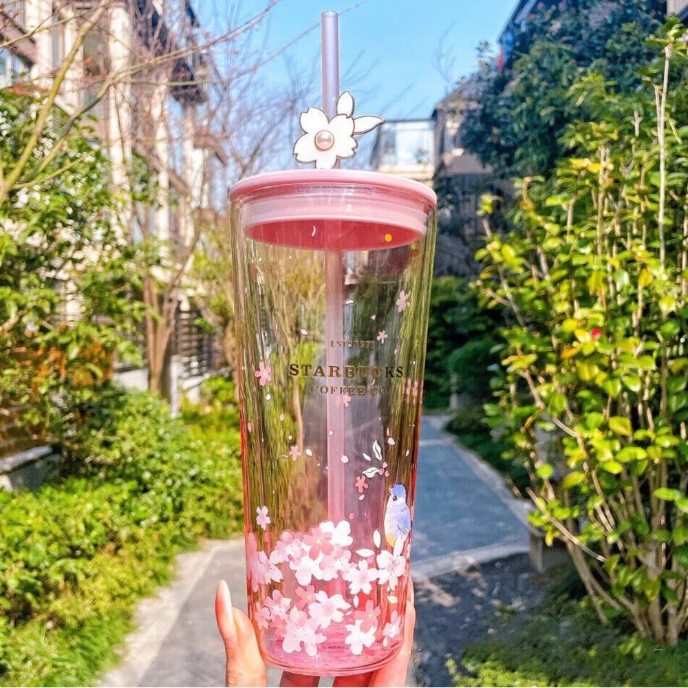 Starbucks Overseas China Cherry Blossom Glass Tumbler 2022